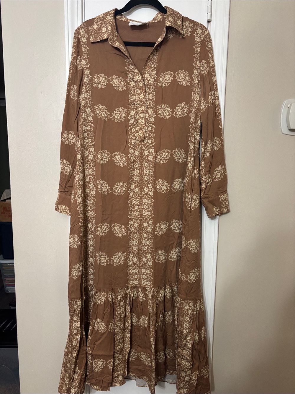 Hyacinth House Tan Floral Miller Maxi Dress